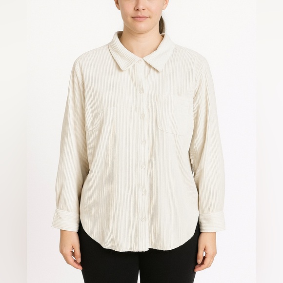 croft & barrow button down front Longsleeve cream corduroy Shirt/Jacket, XL, NEW - Picture 11 of 11